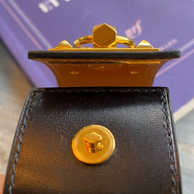 Hermes 愛馬仕 Creneau 手鐲 黑色 皮革 18k 鍍金黃銅 金色-5