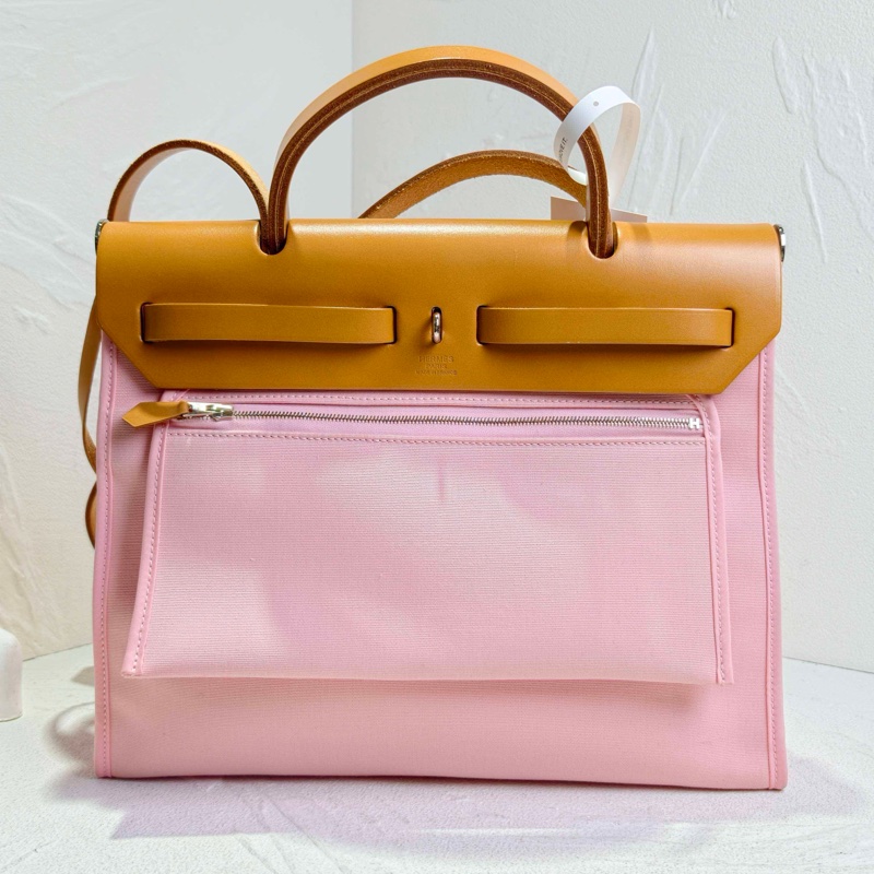 Hermes 愛馬仕 櫻花粉herbag31 手提單肩斜挎包 有鎖具 尺寸:29.8*24*10.5cm-4