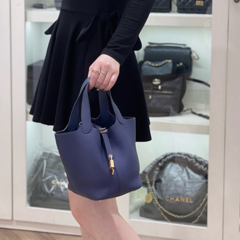 【罕有顏色✨狀況超好❗️全網最低價】Hermes 愛馬仕 Picotin 18 菜籃子 紫藍色 金扣-1