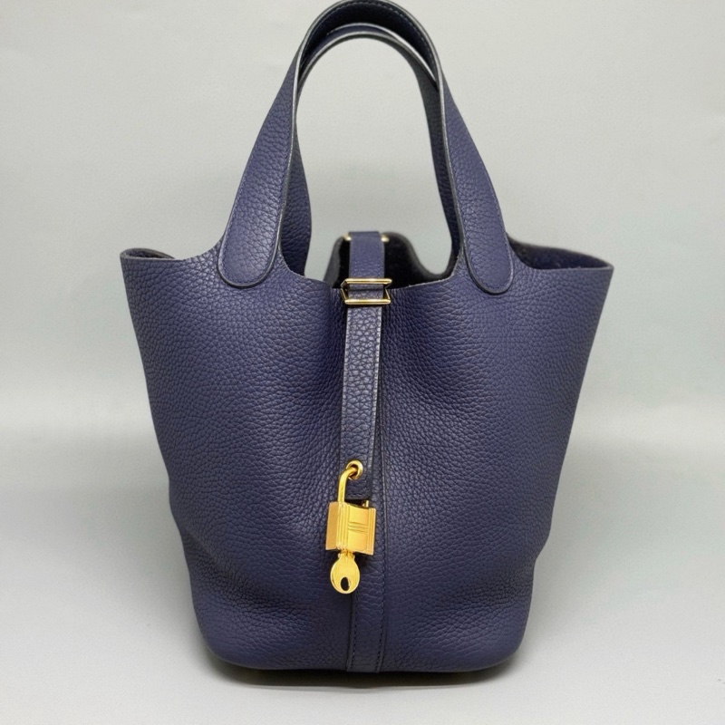 【罕有顏色✨狀況超好❗️全網最低價】Hermes 愛馬仕 Picotin 18 菜籃子 紫藍色 金扣-2