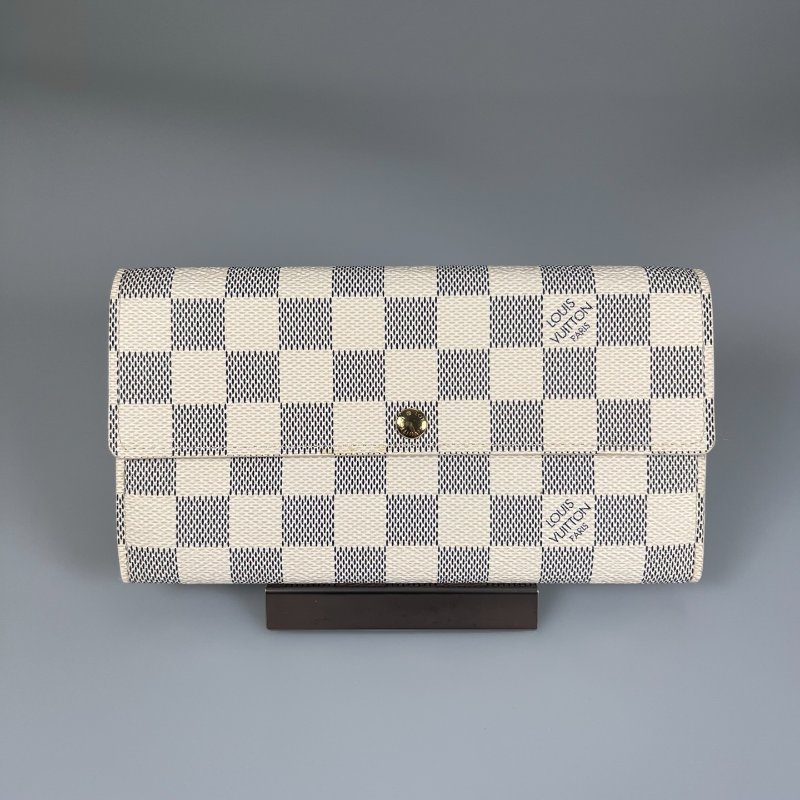 LV N61735 白棋盤格紋長夾-0