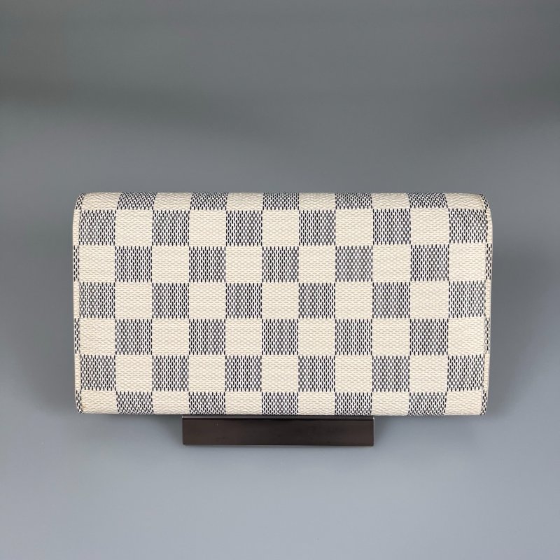 LV N61735 白棋盤格紋長夾-1