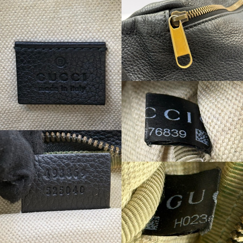 GUCCI 古馳 PRINT系列 黑色牛皮腰包  493869-5