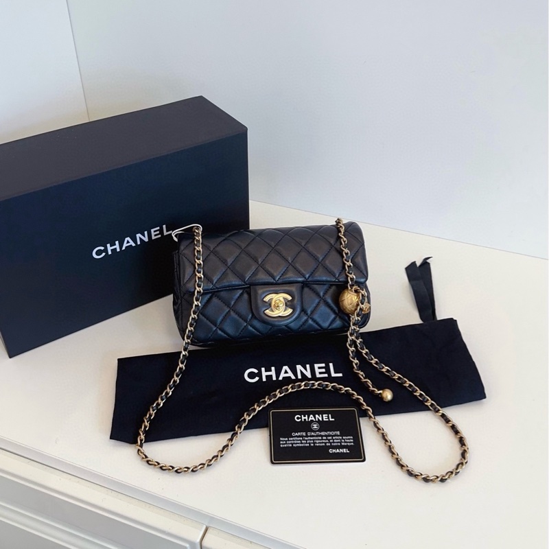 【全新未使用帶膜🆕🎁】Chanel 黑金金球 大mini 鏈條包 斜挎包-0