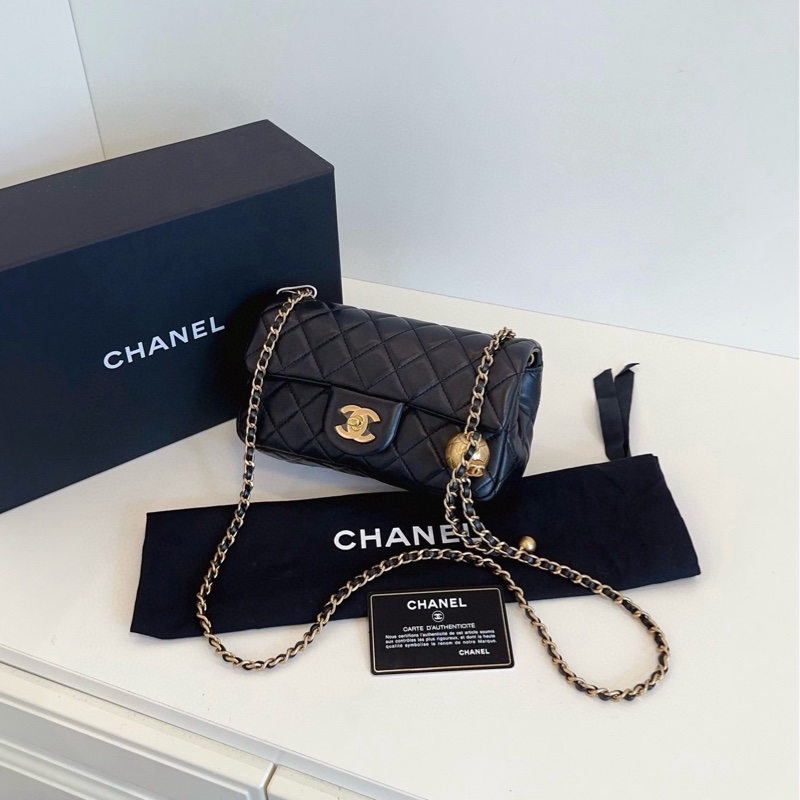 【全新未使用帶膜🆕🎁】Chanel 黑金金球 大mini 鏈條包 斜挎包-3