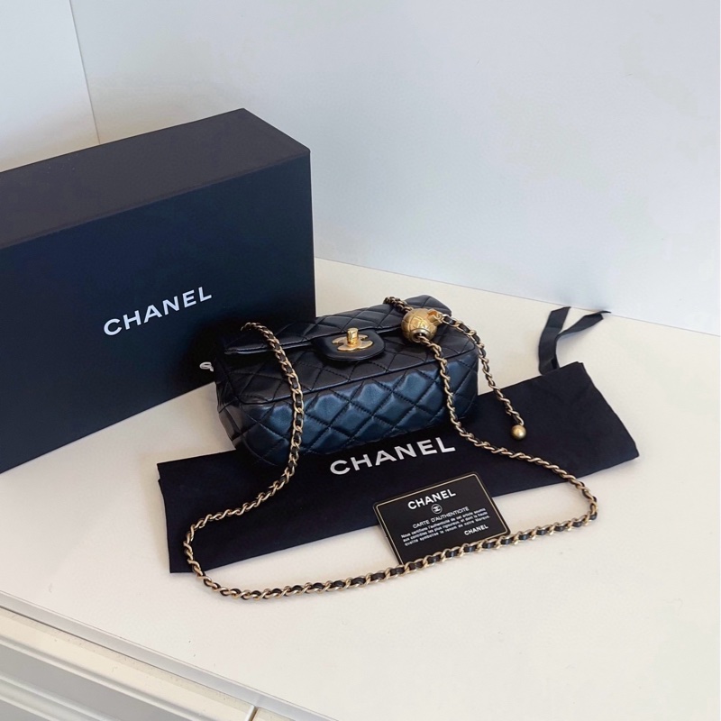 【全新未使用帶膜🆕🎁】Chanel 黑金金球 大mini 鏈條包 斜挎包-4