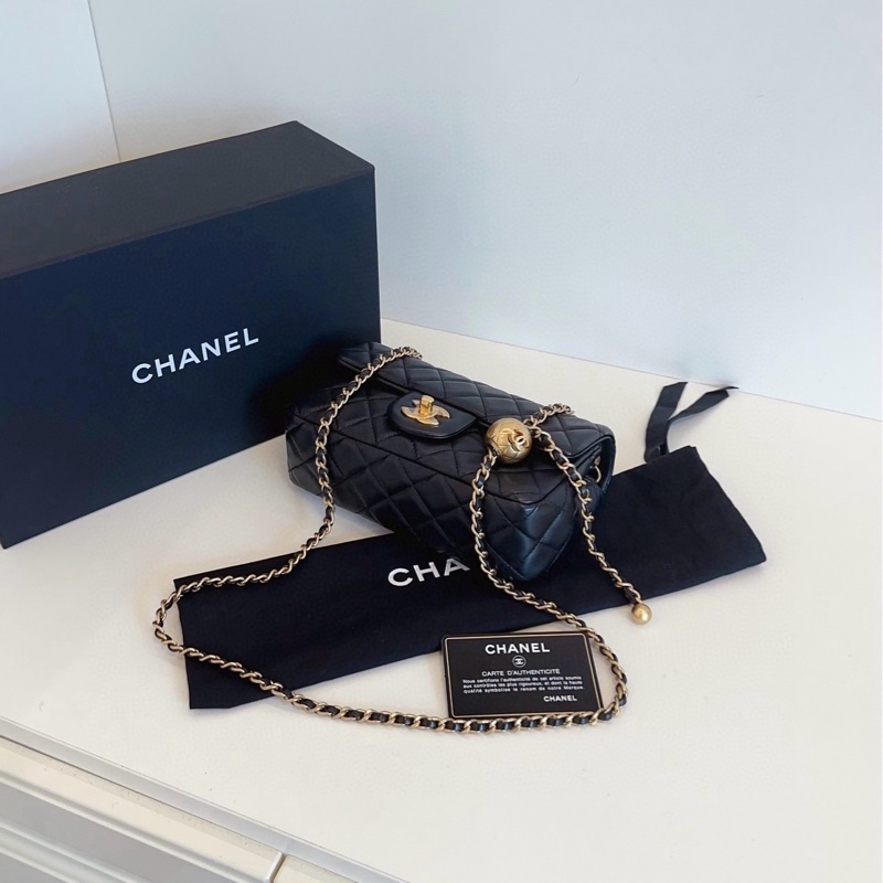 【全新未使用帶膜🆕🎁】Chanel 黑金金球 大mini 鏈條包 斜挎包-5