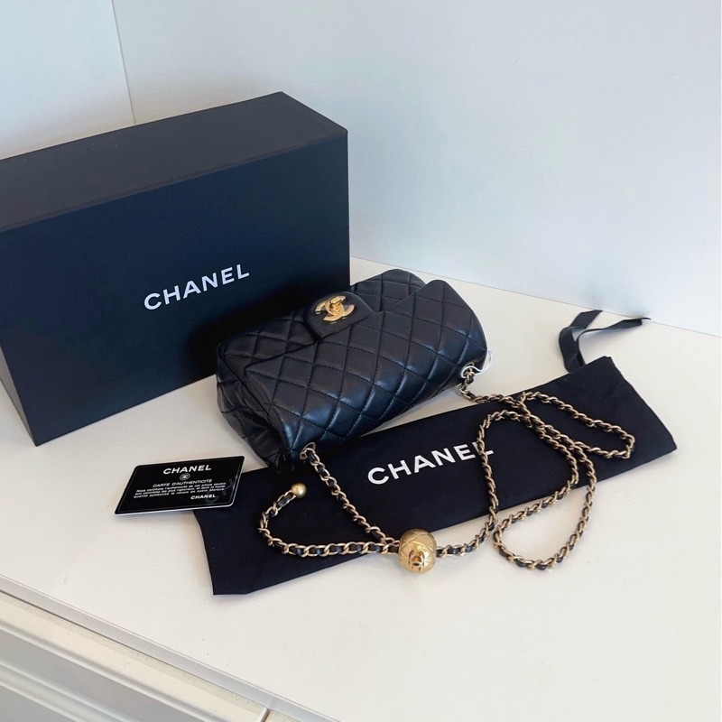 【全新未使用帶膜🆕🎁】Chanel 黑金金球 大mini 鏈條包 斜挎包-6