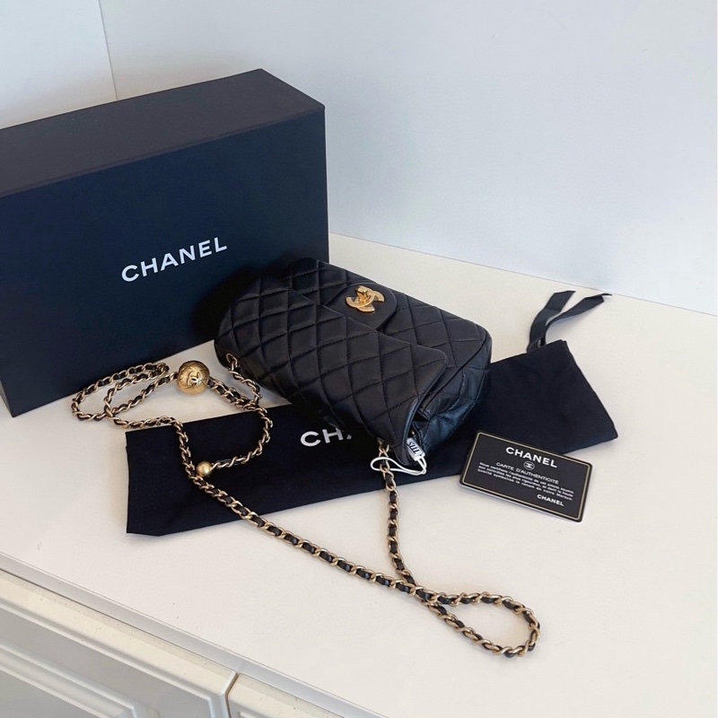 【全新未使用帶膜🆕🎁】Chanel 黑金金球 大mini 鏈條包 斜挎包-7