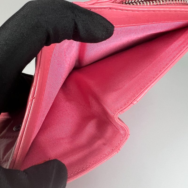 CHANEL 對開短夾羊皮粉 保卡款16開-5