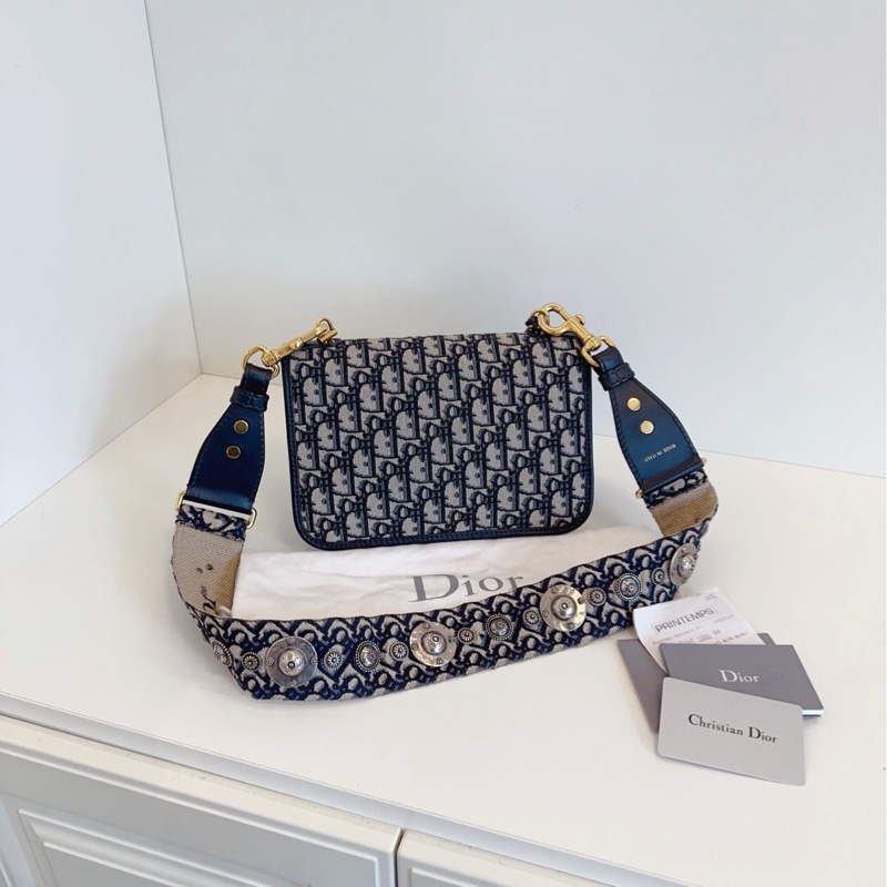 【98新🆕】Dior addict老花復古鎖扣郵差包 中號 斜挎包-1