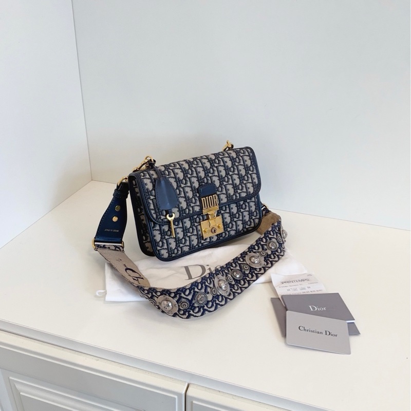 【98新🆕】Dior addict老花復古鎖扣郵差包 中號 斜挎包-2