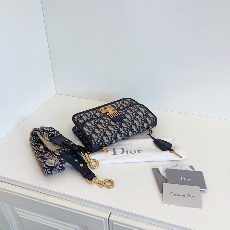 【98新🆕】Dior addict老花復古鎖扣郵差包 中號 斜挎包-4