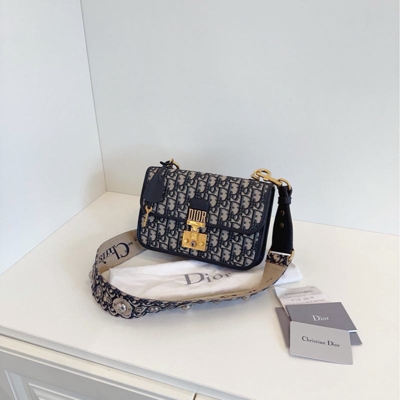 【98新🆕】Dior addict老花復古鎖扣郵差包 中號 斜挎包-5