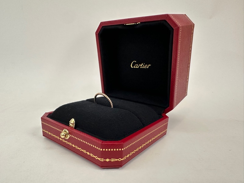 Cartier 750玫瑰金 細版排鑽線戒-1