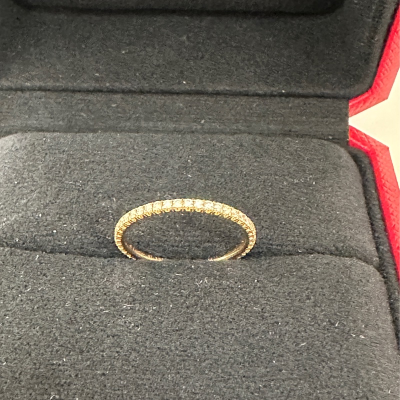 Cartier 750玫瑰金 細版排鑽線戒-3