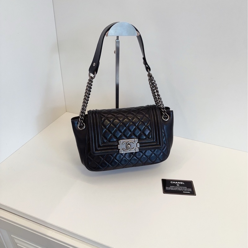 【98新🆕】Chanel leboy tote 黑銀 單肩包-0