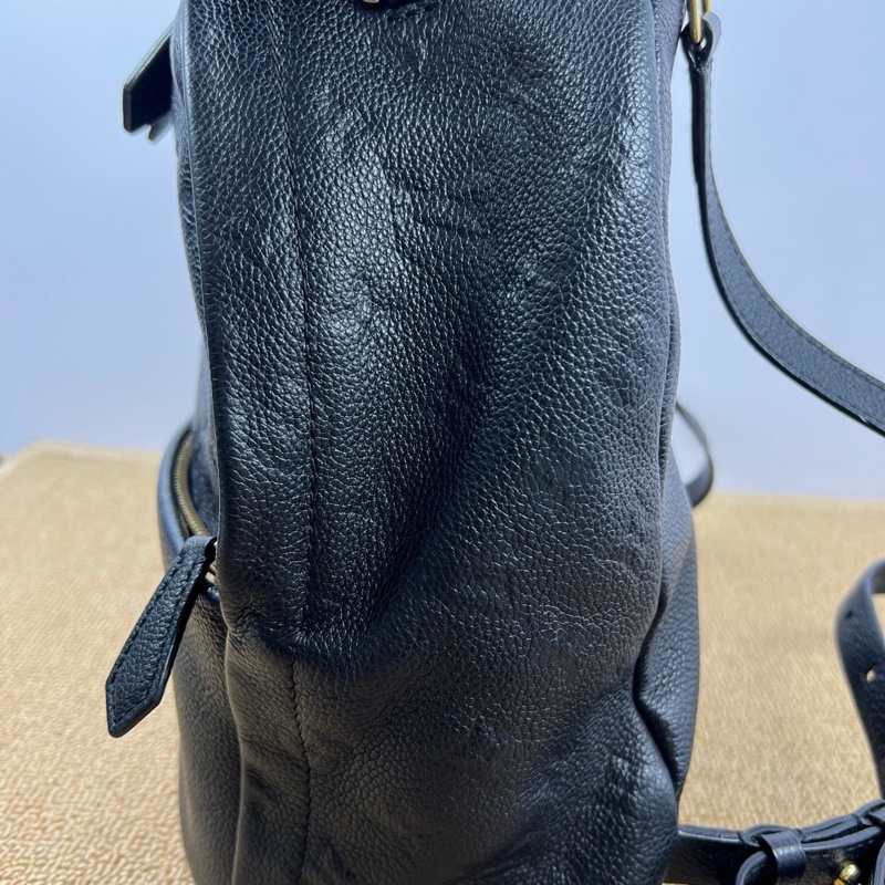 LV黑色全皮壓紋Sorbonne小號背包全皮小書包-3