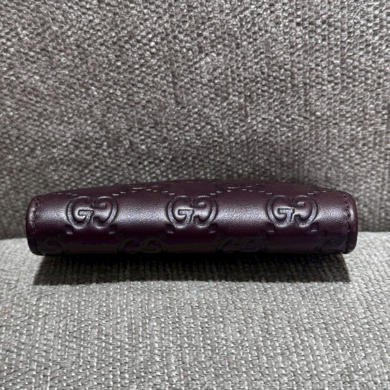 GUCCI GG 壓紋牛皮深棕卡夾包-3