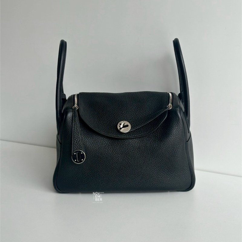 98新🖤 Hermès 愛馬仕 Lindy 26 黑色銀釦-0