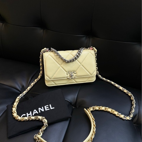 【99新🆕】Chanel 19bag大菱格Woc發財包 黃色斜挎包