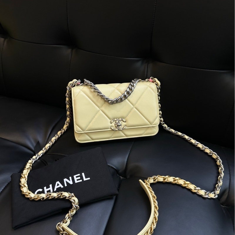 【99新🆕】Chanel 19bag大菱格Woc發財包 黃色斜挎包-0