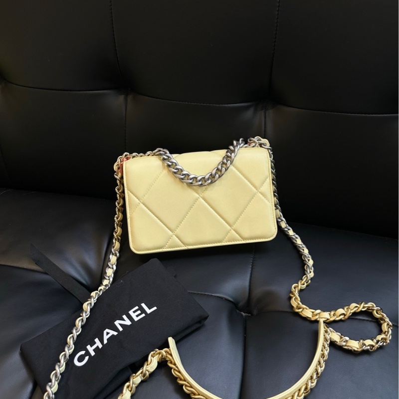 【99新🆕】Chanel 19bag大菱格Woc發財包 黃色斜挎包-2