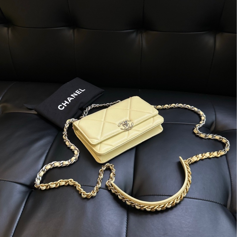 【99新🆕】Chanel 19bag大菱格Woc發財包 黃色斜挎包-3