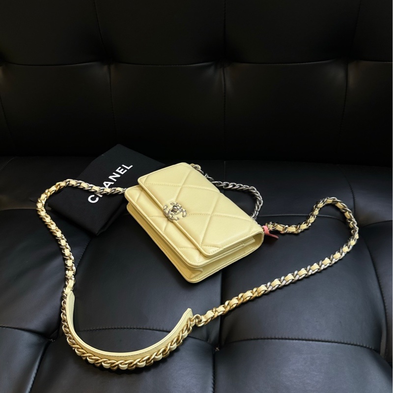【99新🆕】Chanel 19bag大菱格Woc發財包 黃色斜挎包-4
