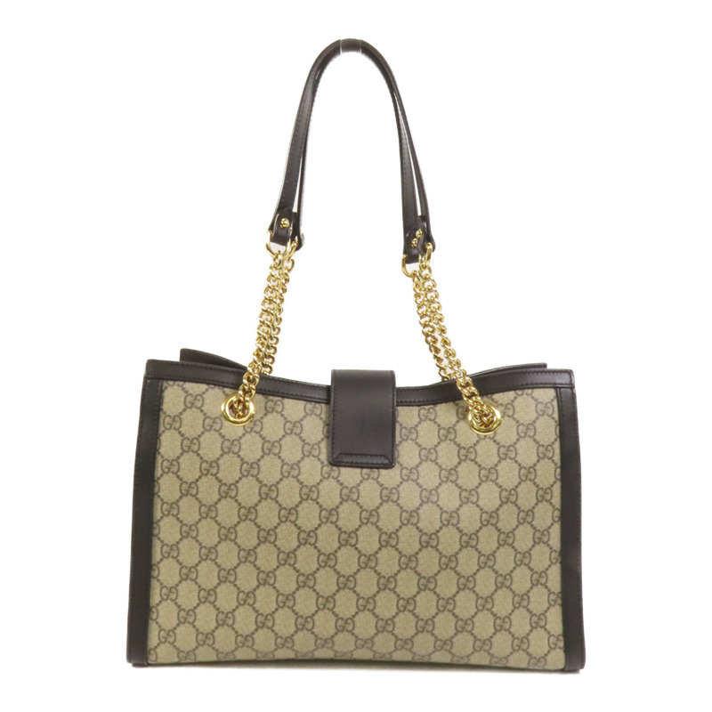 GUCCI 塗層帆布Padlock Medium Chain Shoulder Bag金扣鏈帶肩背袋-1