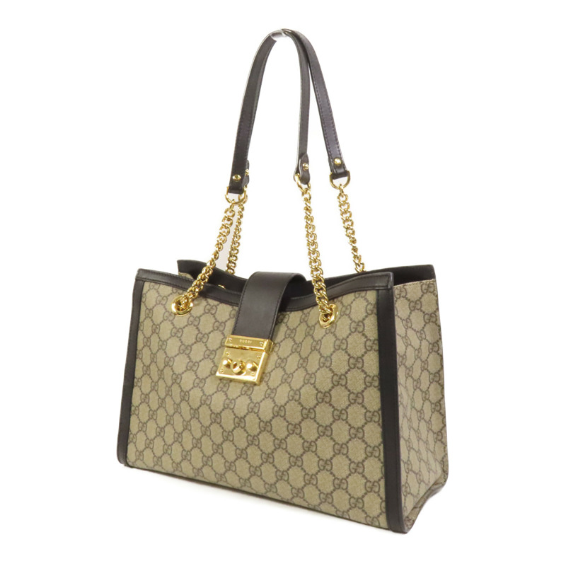 GUCCI 塗層帆布Padlock Medium Chain Shoulder Bag金扣鏈帶肩背袋-2