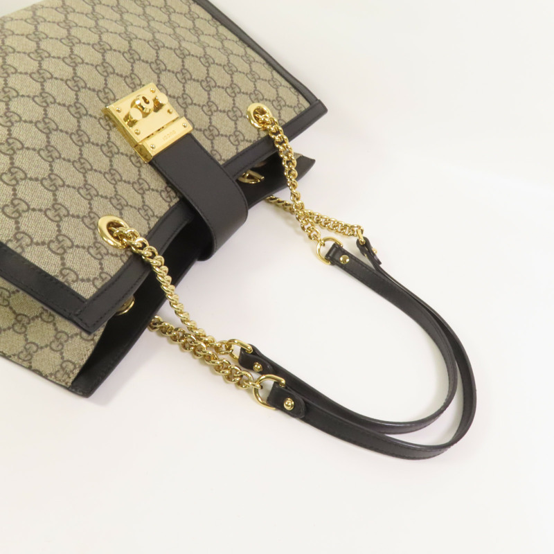 GUCCI 塗層帆布Padlock Medium Chain Shoulder Bag金扣鏈帶肩背袋-4
