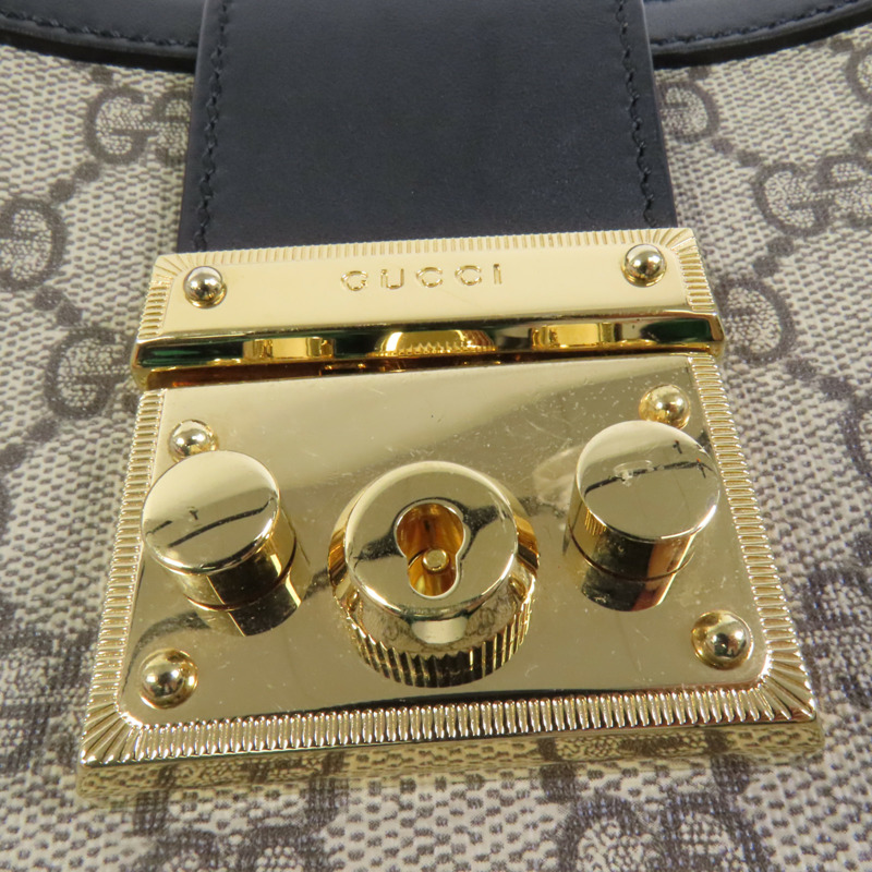 GUCCI 塗層帆布Padlock Medium Chain Shoulder Bag金扣鏈帶肩背袋-5