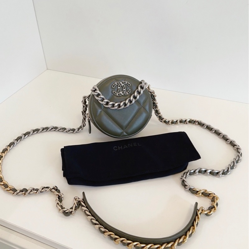 【閒置品🆕】Chanel 19bag系列古巴綠圓餅包 斜挎包-0