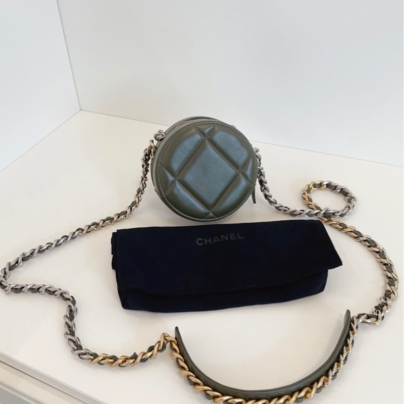 【閒置品🆕】Chanel 19bag系列古巴綠圓餅包 斜挎包-1