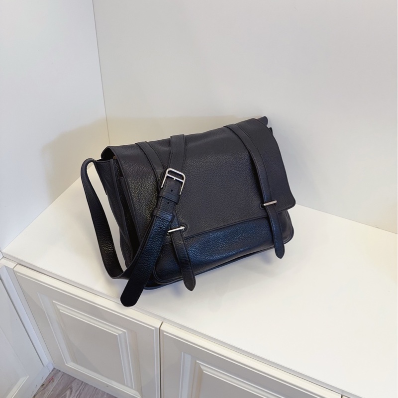 【98新🆕】Hermes  Steve 黑色男士翻蓋郵差包 斜挎包-2