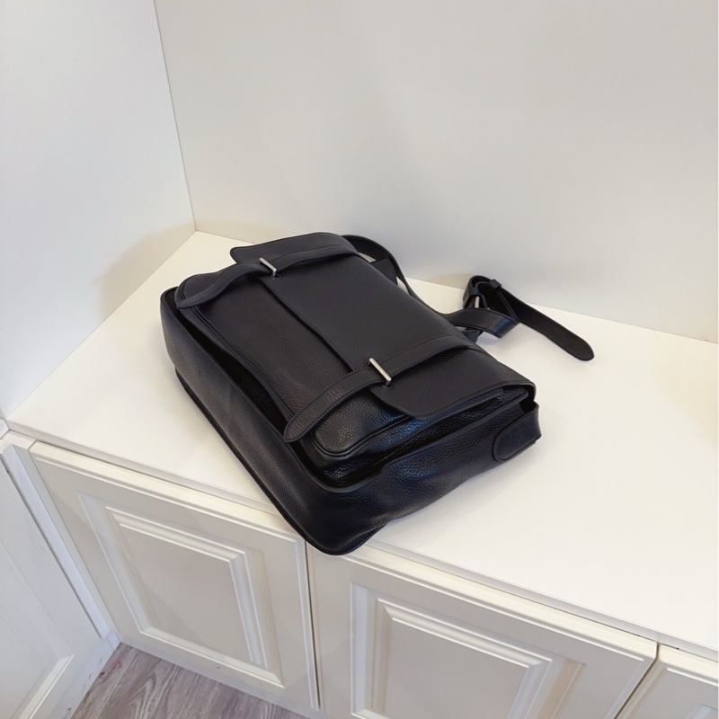 【98新🆕】Hermes  Steve 黑色男士翻蓋郵差包 斜挎包-5