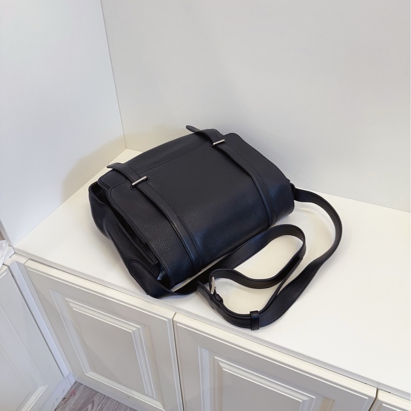 【98新🆕】Hermes  Steve 黑色男士翻蓋郵差包 斜挎包-6