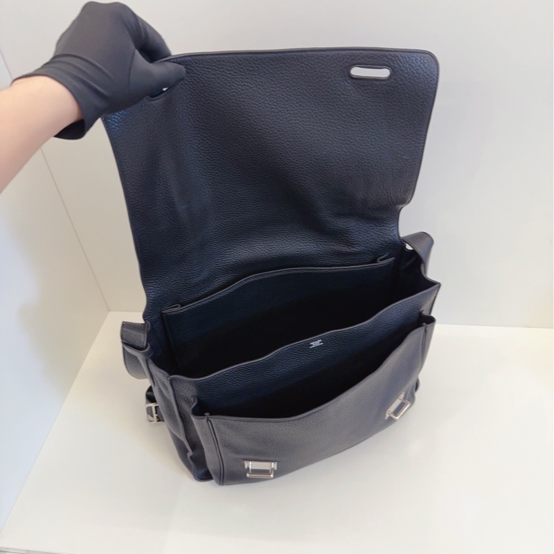 【98新🆕】Hermes  Steve 黑色男士翻蓋郵差包 斜挎包-8