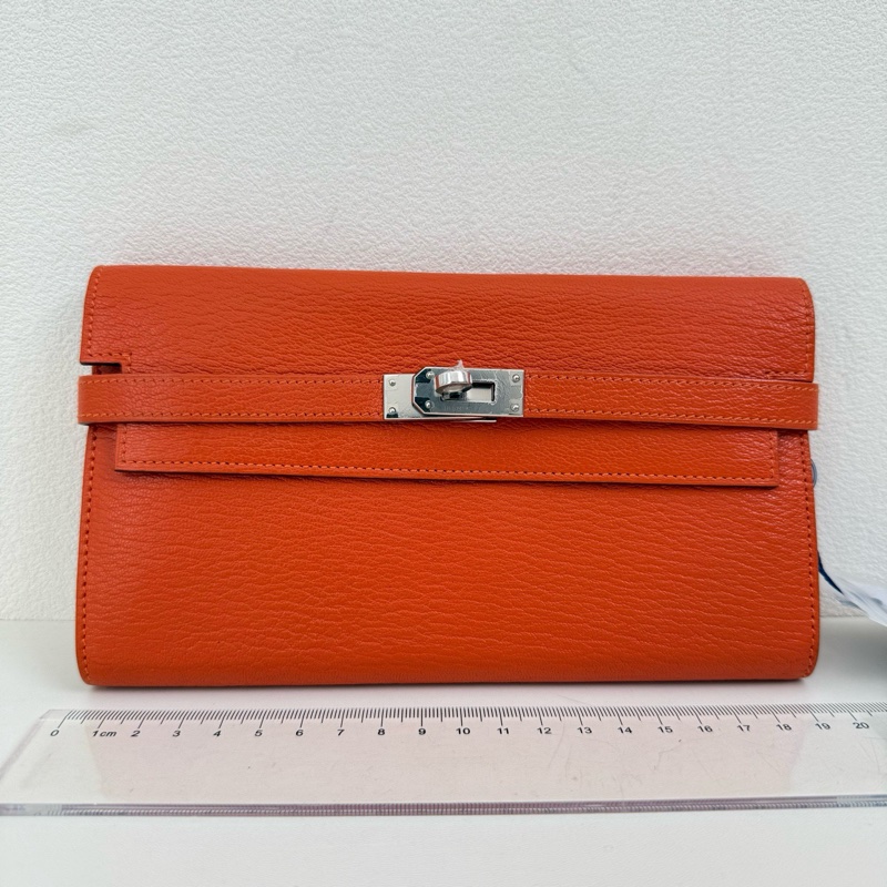 Hermes愛馬仕 橙色 Kelly長錢包 尺寸:20*11cm-1