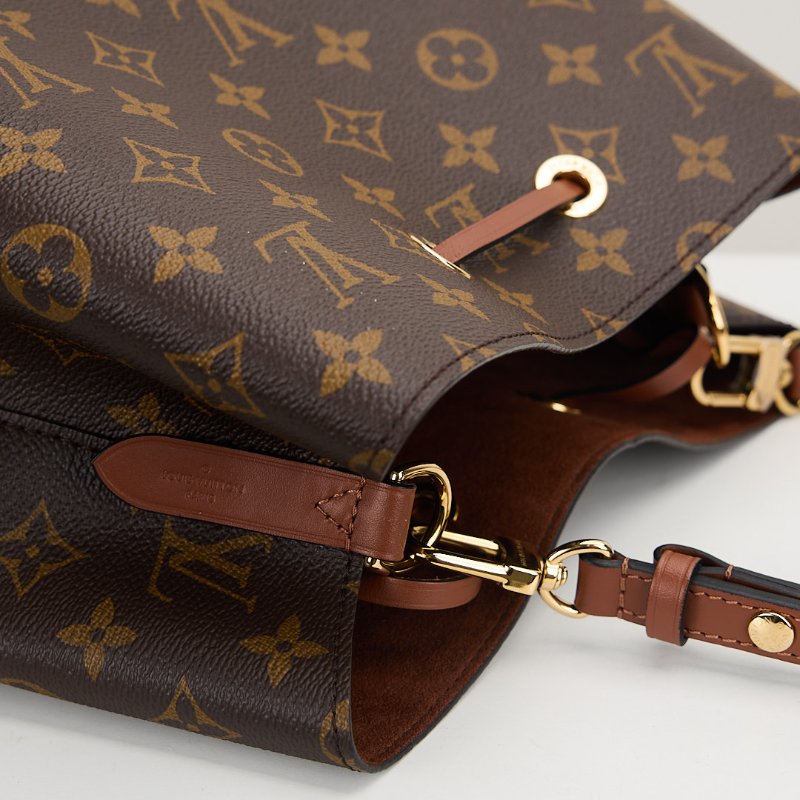 二手Lv Neonoe MM水桶包棕老花/晶片款-14