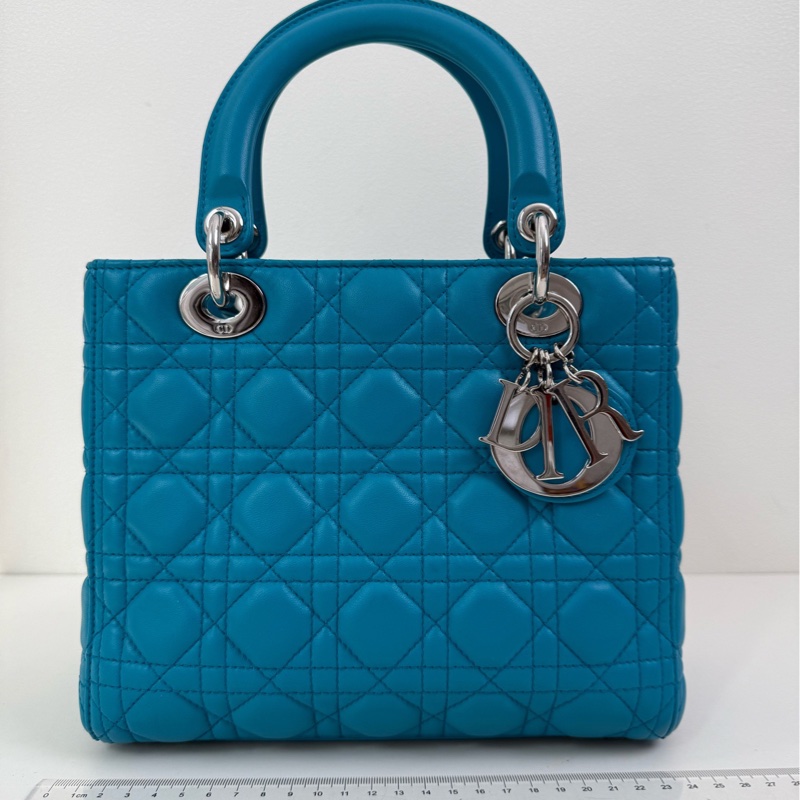 Dior迪奧 戴妃5格 羊皮 湖藍色 尺寸24*20*12-1