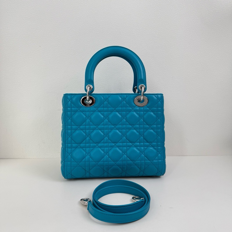 Dior迪奧 戴妃5格 羊皮 湖藍色 尺寸24*20*12-2