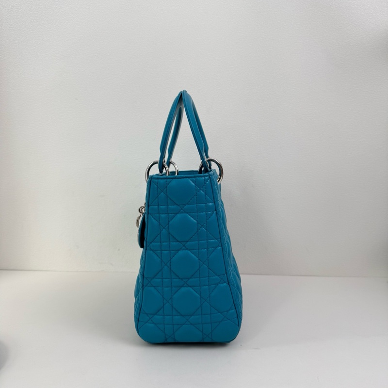 Dior迪奧 戴妃5格 羊皮 湖藍色 尺寸24*20*12-3