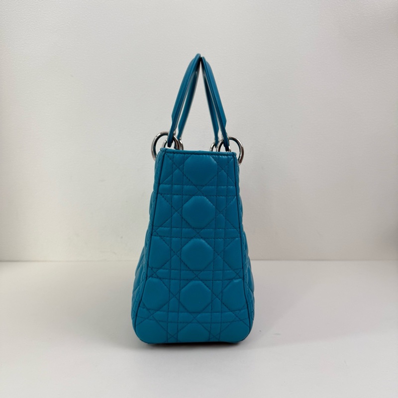 Dior迪奧 戴妃5格 羊皮 湖藍色 尺寸24*20*12-4