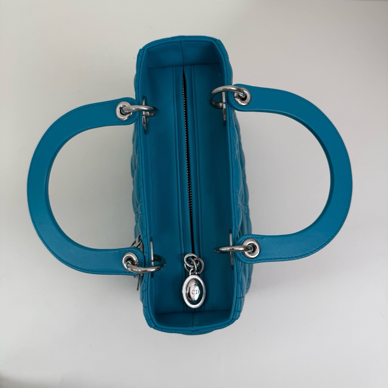 Dior迪奧 戴妃5格 羊皮 湖藍色 尺寸24*20*12-5
