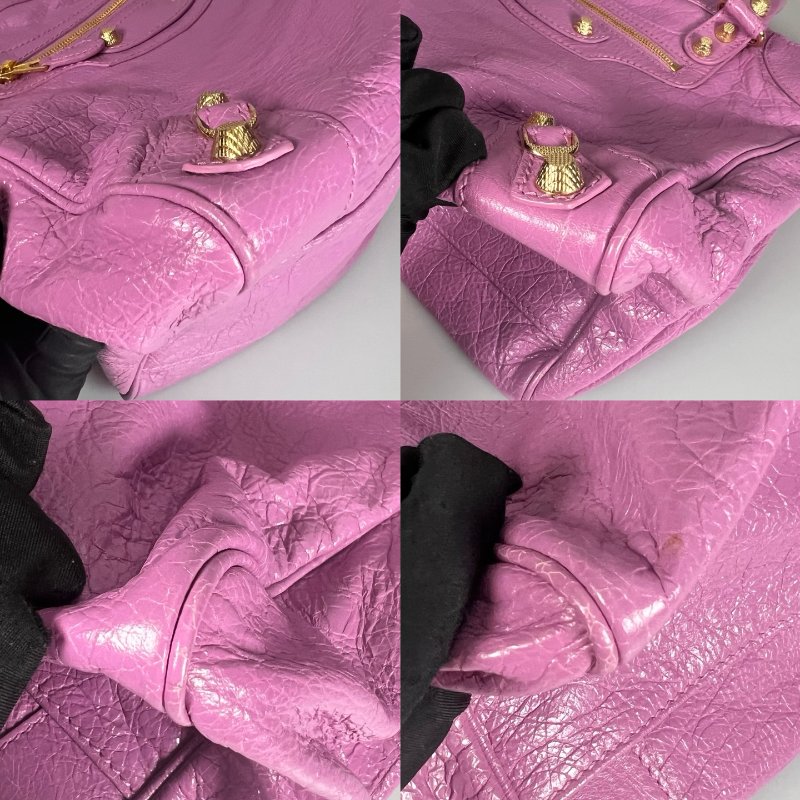 BALENCIAGA 282010 粉紫機車包-9