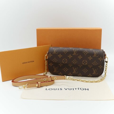 （近新閒置♥️配件齊全）Louis Vuitton 路易威登 IVY 棕色花紋 鏈條 肩帶 WOC 翻蓋 單肩斜背包 兩用包