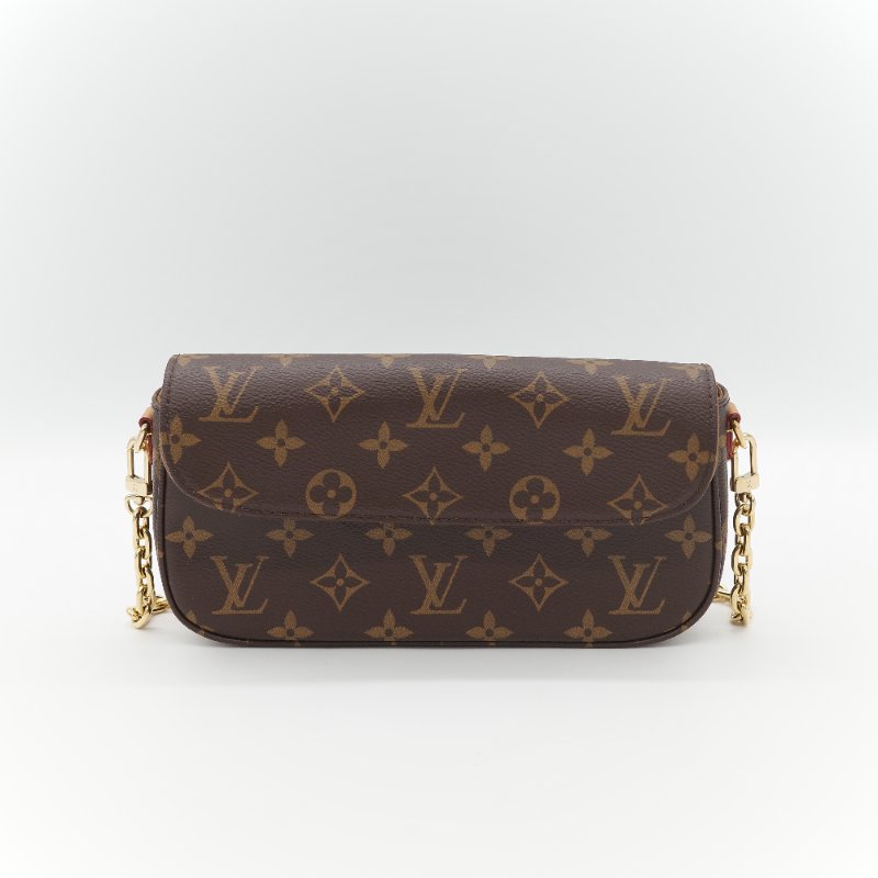(近新閒置♥️配件齊全)Louis Vuitton 路易威登 IVY 棕色花紋 鏈條 肩帶 WOC 翻蓋 單肩斜背包 兩用包-1