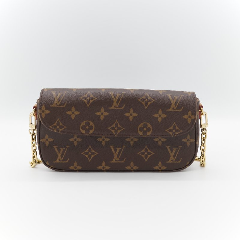(近新閒置♥️配件齊全)Louis Vuitton 路易威登 IVY 棕色花紋 鏈條 肩帶 WOC 翻蓋 單肩斜背包 兩用包-2